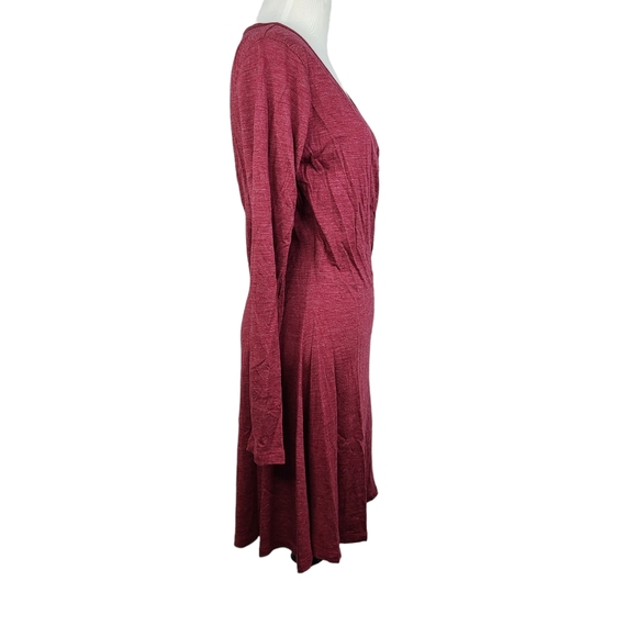 Prana Nadia burgundy faux wrap burnout a-line wool blend dress size Large - Picture 3 of 14